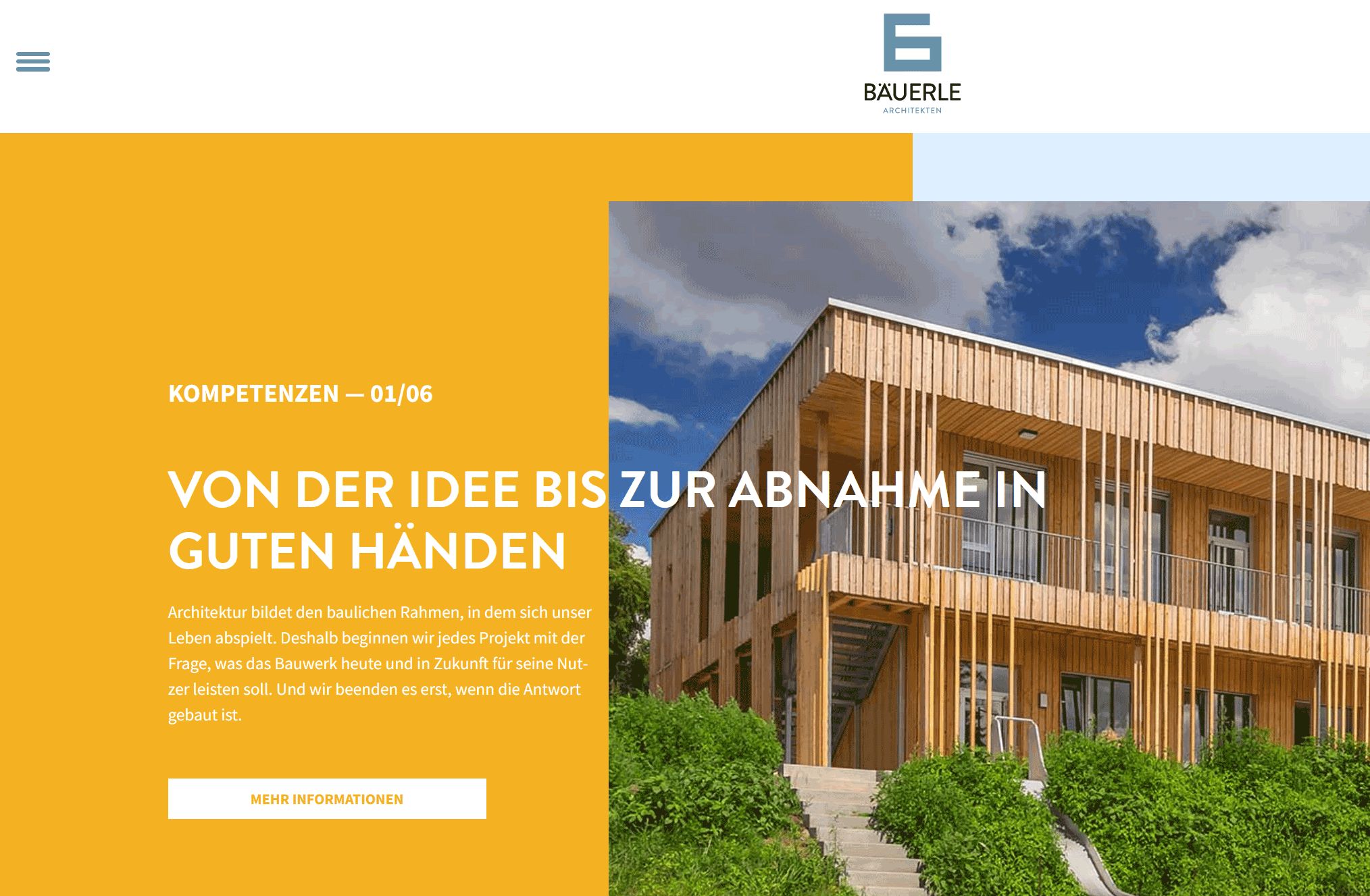 Texte für ein Architekturgebäude – Screenshot der Website